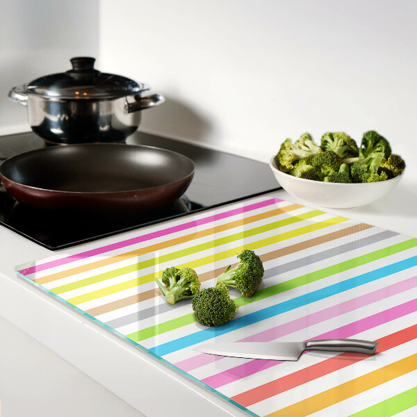 Tabla de cortar de cristal Rayas de colores del arco iris