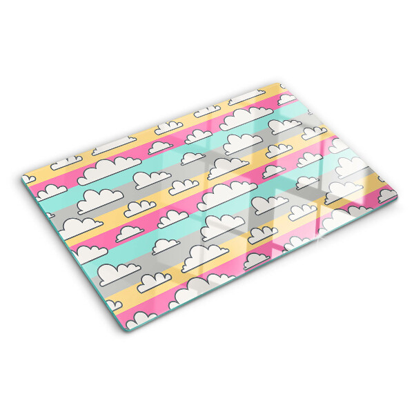 Deska kuchenna szklana Chmurki na pastelowym tle