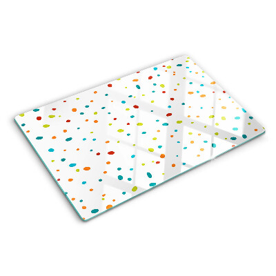Tabla de cocina Puntos de colores sobre un fondo blanco