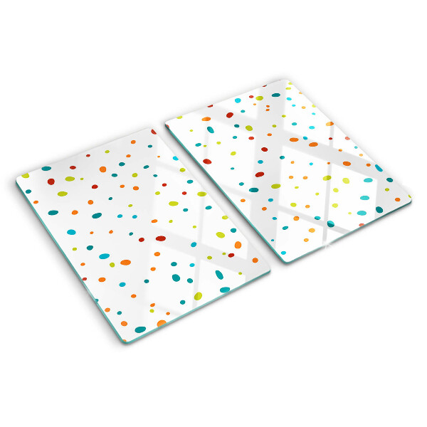 Tabla de cocina Puntos de colores sobre un fondo blanco