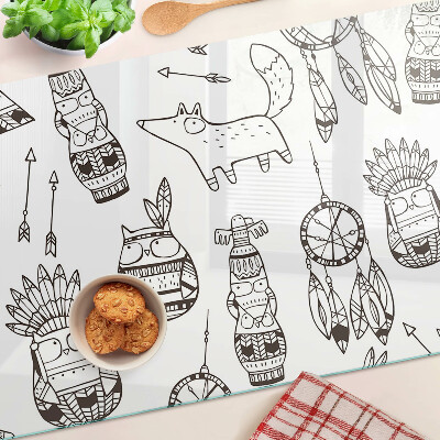 Deska kuchenna szklana Motyw etniczny z zwierzętami