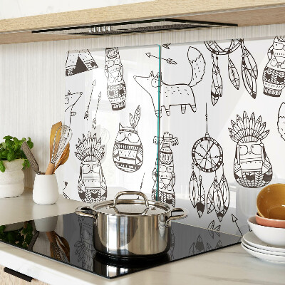 Deska kuchenna szklana Motyw etniczny z zwierzętami