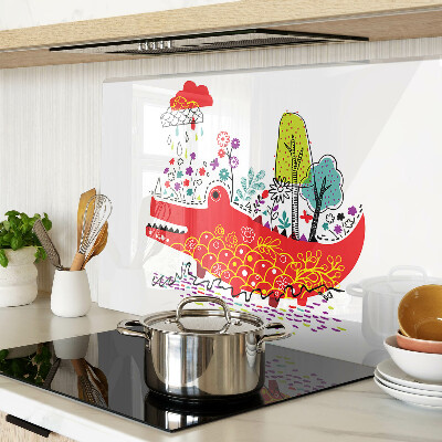 Tabla de cortar de cristal Cocodrilo en un entorno colorido