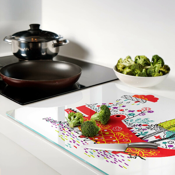 Tabla de cortar de cristal Cocodrilo en un entorno colorido