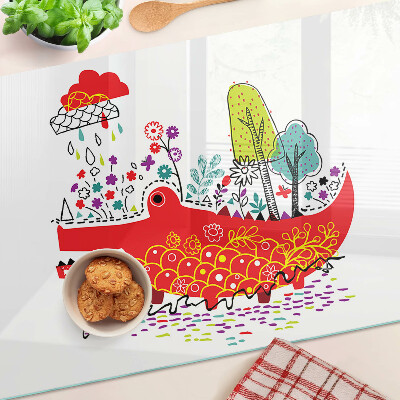 Szklana deska kuchenna Krokodyl w kolorowej scenerii