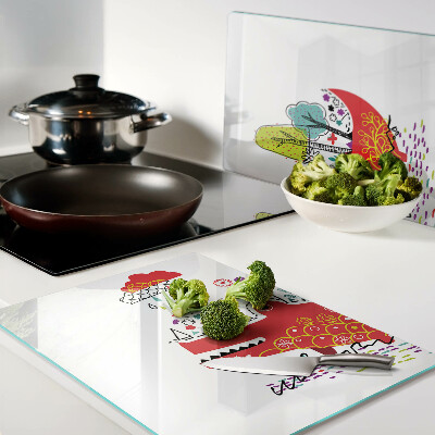 Tabla de cortar de cristal Cocodrilo en un entorno colorido