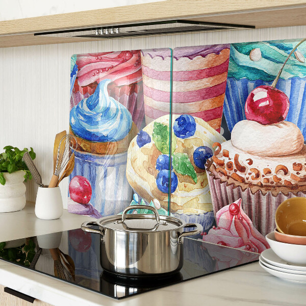 Szklana deska kuchenna Babeczki i kolorowe wypieki