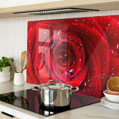 Deska kuchenna szklana Czerwona róża z kroplami wody