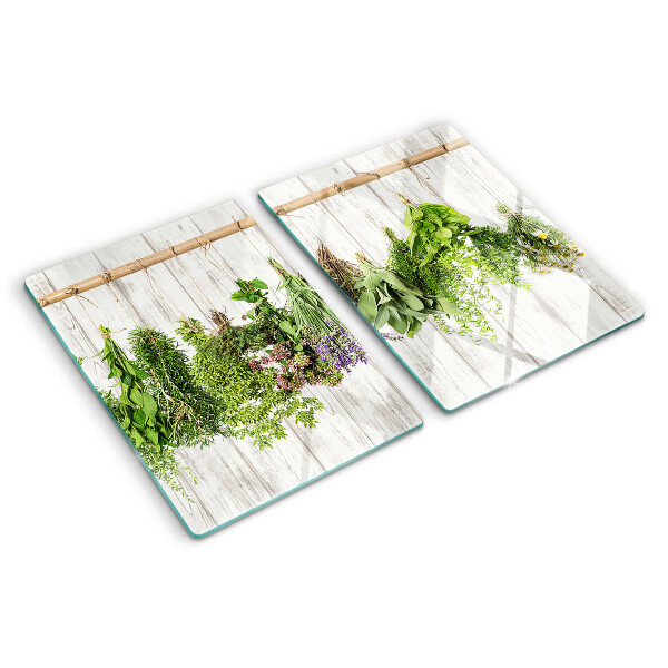 Tabla de cocina Hierbas sobre un fondo de madera