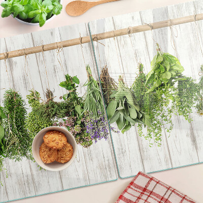 Tabla de cocina Hierbas sobre un fondo de madera