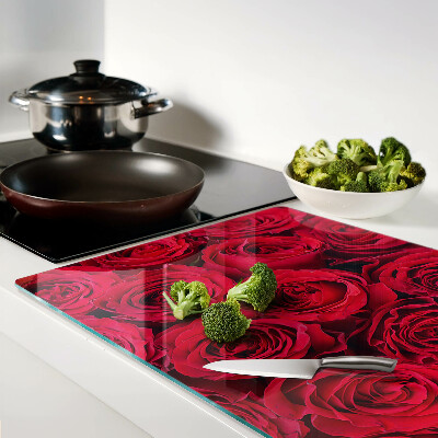 Tabla de cortar de cristal rosas rojas
