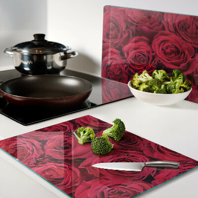 Tabla de cortar de cristal rosas rojas