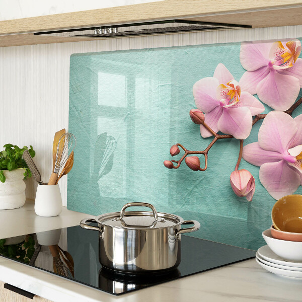 Tabla de cortar Orquídeas sobre fondo azul