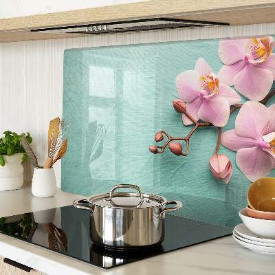 Tabla de cortar Orquídeas sobre fondo azul