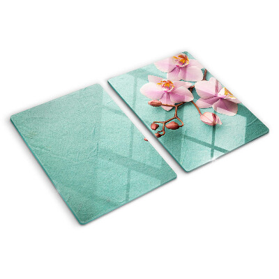 Tabla de cortar Orquídeas sobre fondo azul