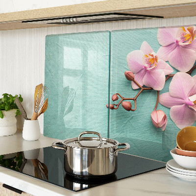 Tabla de cortar Orquídeas sobre fondo azul