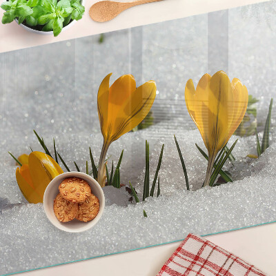 Deska kuchenna szklana Krokusy w śniegu
