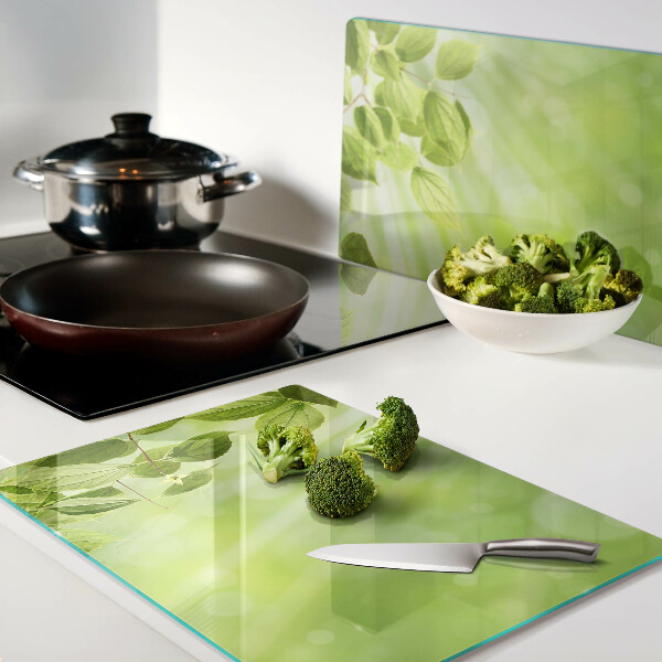 Tabla de cocina Hojas verdes contra la luz