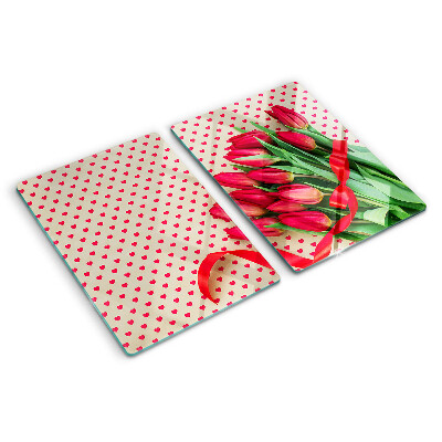 Tabla para cortar Tulipanes con corazones y cinta
