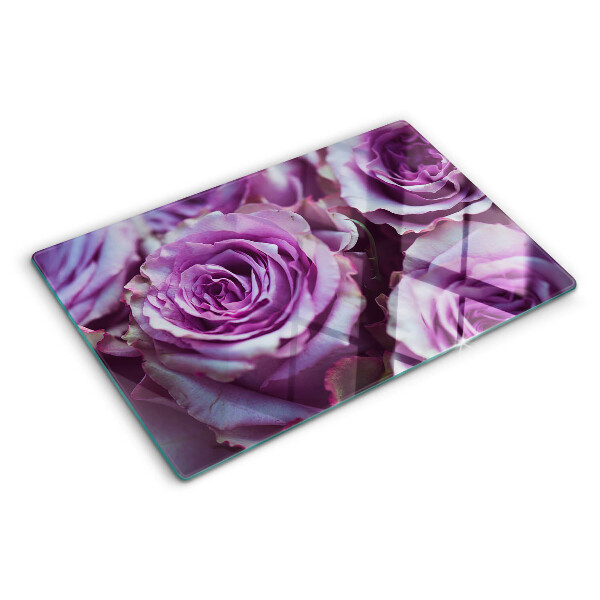 Tabla de cortar de cristal Rosas en tonos morados