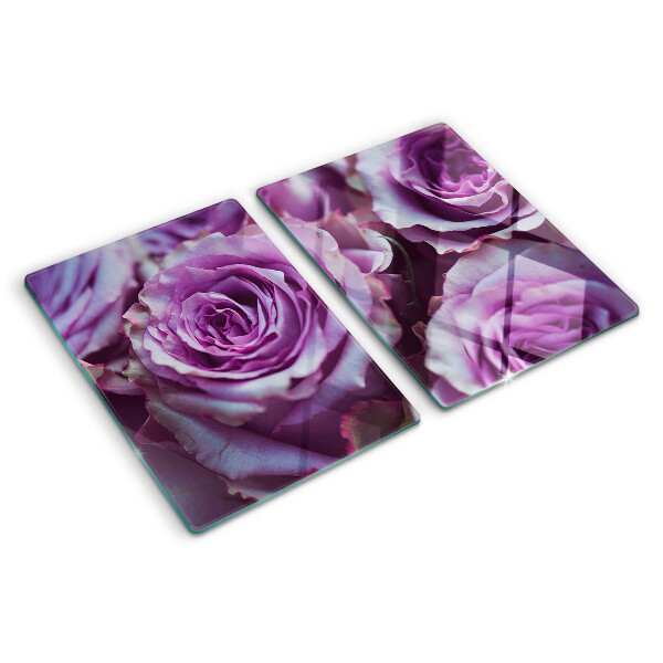 Tabla de cortar de cristal Rosas en tonos morados