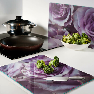 Tabla de cortar de cristal Rosas en tonos morados