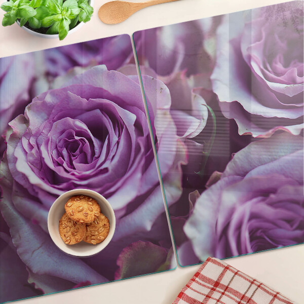 Tabla de cortar de cristal Rosas en tonos morados