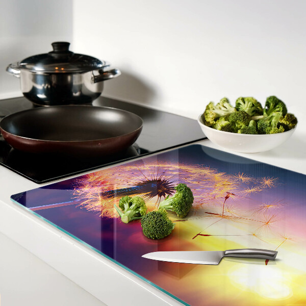 Szklana deska do krojenia Dmuchawce na tle zachodu słońca