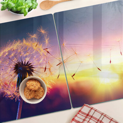 Szklana deska do krojenia Dmuchawce na tle zachodu słońca