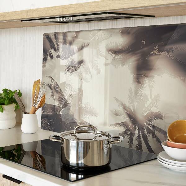 Tabla de cortar de cristal Palmeras sobre un fondo monocromático