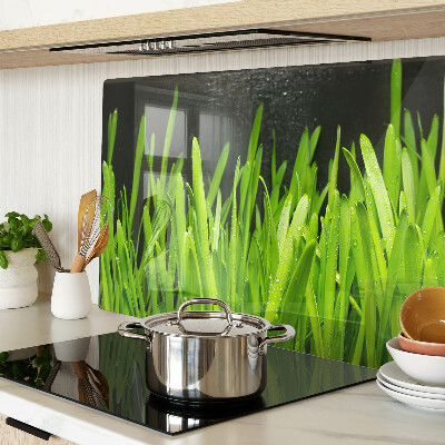 Tabla de cocina Hierba verde con gotas de agua