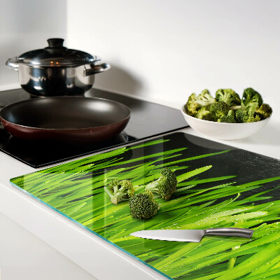 Tabla de cocina Hierba verde con gotas de agua