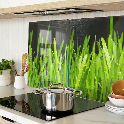 Tabla de cocina Hierba verde con gotas de agua