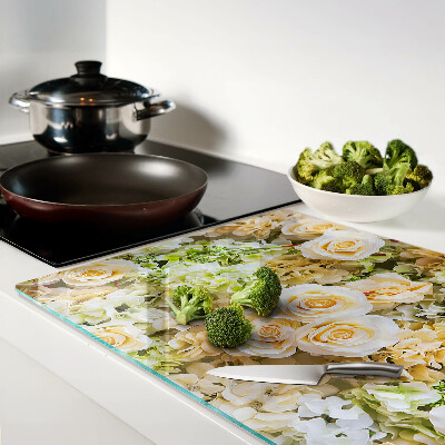 Deska kuchenna szklana Kwiaty w pastelowych odcieniach