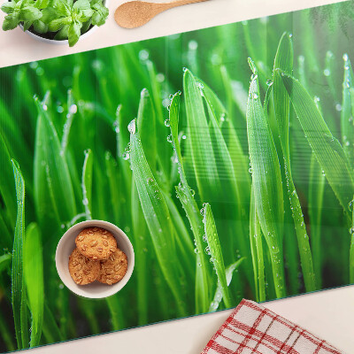 Tabla de cortar de cristal Hierba con gotas de agua