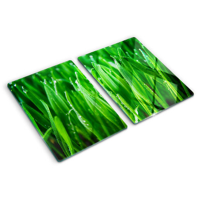 Szklana deska do krojenia Trawa z kroplami wody