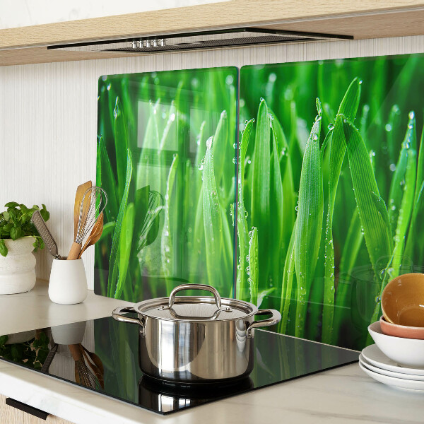 Tabla de cortar de cristal Hierba con gotas de agua