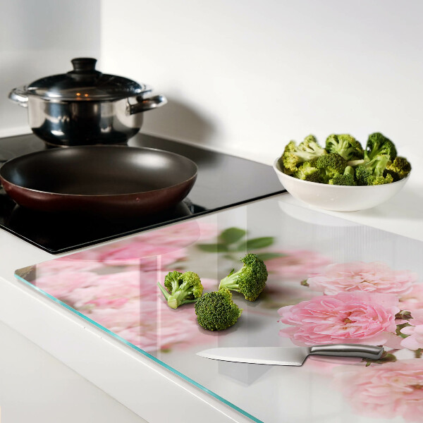 Szklana deska do krojenia Różowe kwiaty w wazonie