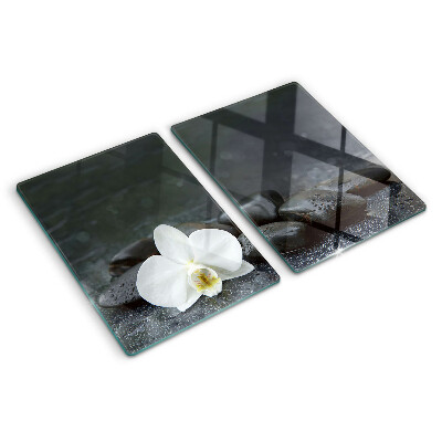 Tabla de cocina Flor de orquídea sobre piedras