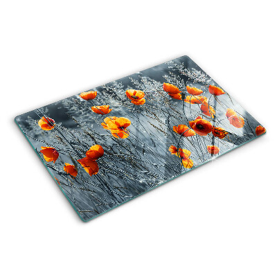 Tabla de cocina Paisaje de amapolas en tonos grises
