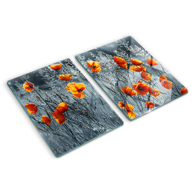 Tabla de cocina Paisaje de amapolas en tonos grises