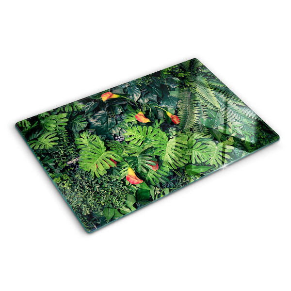 Tabla de cortar de cristal Selva tropical con flores
