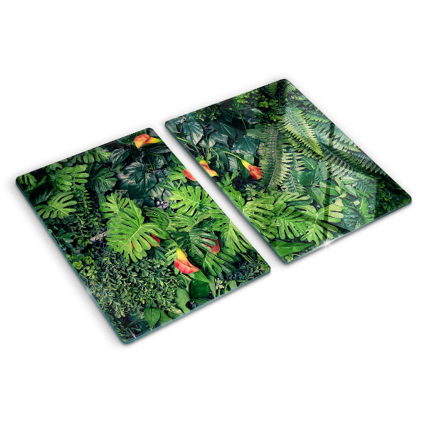 Tabla de cortar de cristal Selva tropical con flores