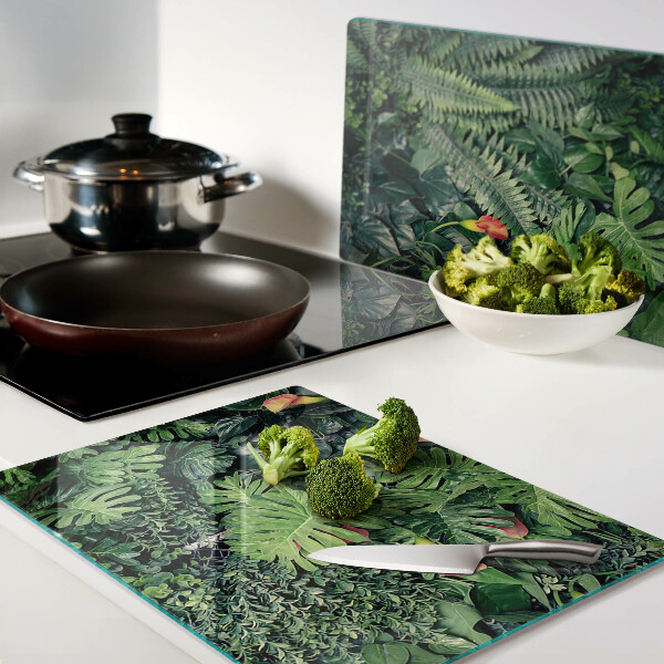 Tabla de cortar de cristal Selva tropical con flores