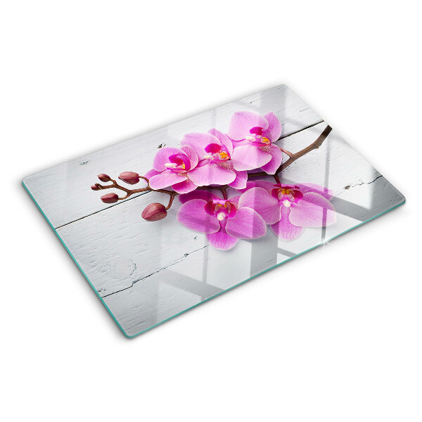 Tabla de cortar Orquídeas sobre fondo blanco