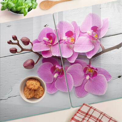 Szklana deska do krojenia Orchidee na białym tle