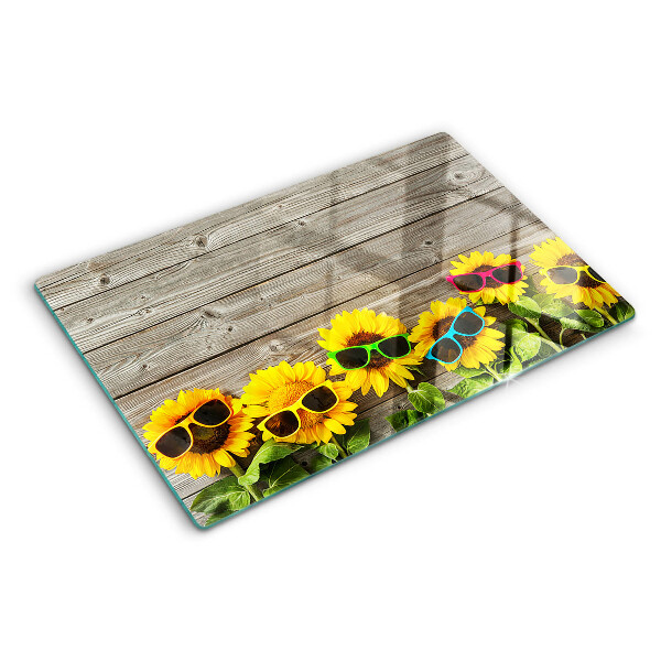 Tabla de cortar Girasoles con gafas de sol