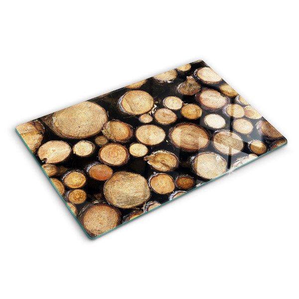 Tabla de cortar de cristal Troncos de madera en sección transversal
