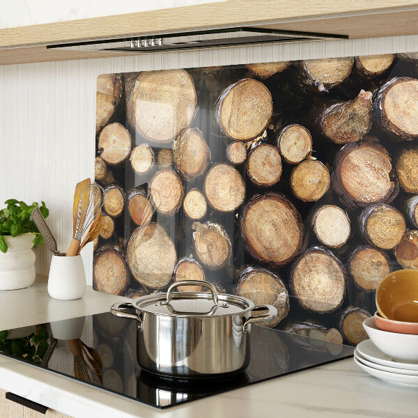 Tabla de cortar de cristal Troncos de madera en sección transversal