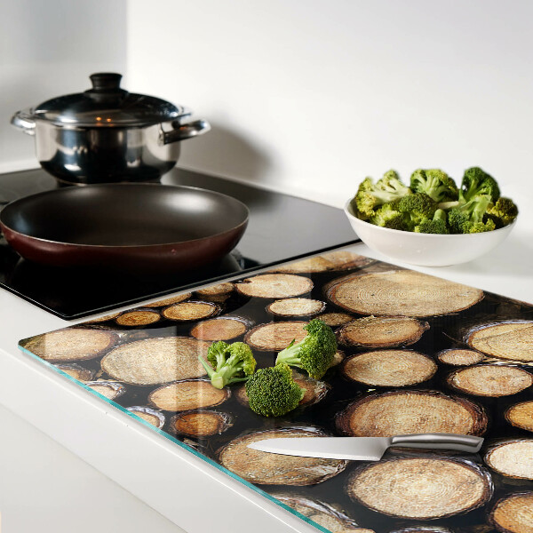 Tabla de cortar de cristal Troncos de madera en sección transversal